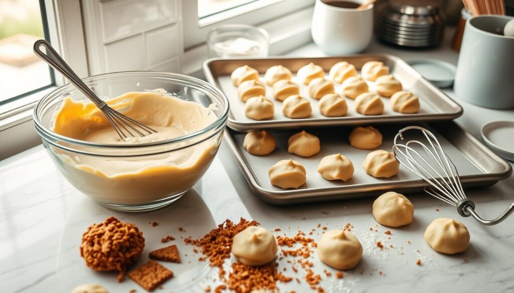 assembling cheesecake cookies