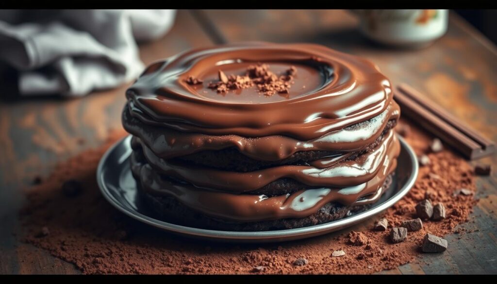 chocolate cake with pudding in mix